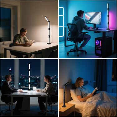 LED лампа настільна Electight RGB з димеруванням, 82 см, 800 люмен, складний дизайн, пульт та додаток, 16 млн кольорів, 99 режимів, синхронізація з музикою та таймер, для читання, офісу та ігор