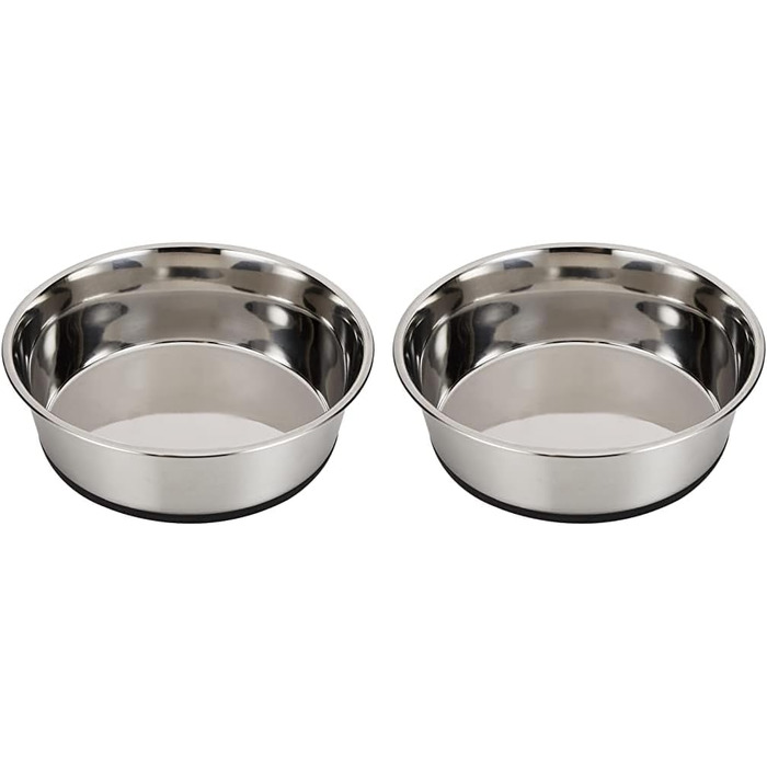 Миска для собак Kerbl з нержавіючої сталі, 2.8 л (2 шт.) - неслизька, срібна