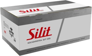 Набір каструль Silit Alicante для індукції, 4 предмети, нержавіюча сталь з кришками, поліровані, без покриття, з ковшиком, 53x31x23 см