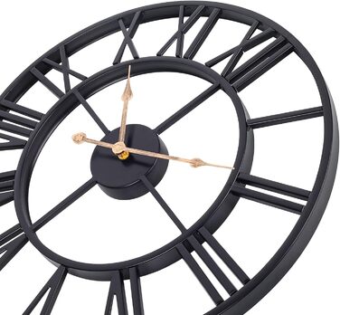 Large Wall Clock, European Industrial Vintage Wall Clock with Roman Numerals, Silent No Ticking Sounds Metal Wall Clock, Decorative Wall Clock for Living Room, Kitchen, Bedroom - 35cm, Black