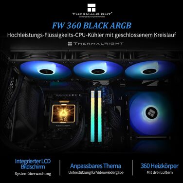 Система рідинного охолодження процесора Thermalright FW 360 Black ARGB, LCD-дисплей 3.2