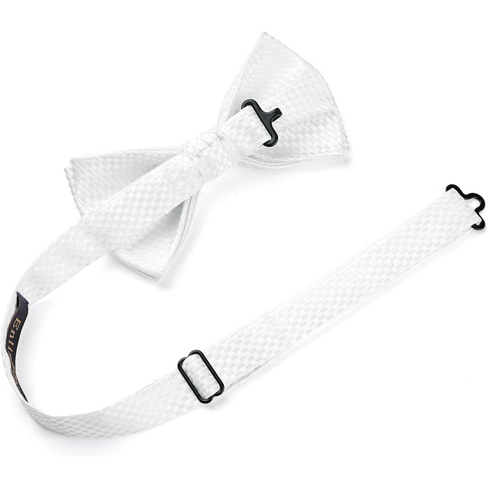 Краватка-метелик чоловіча Enlision з кишеньковим хустинкою - комплект для весілля, свят, до костюма. Білий колір.