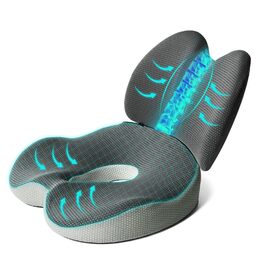 Набір подушок для сидіння та підтримки спини 2 в 1, ергономічні подушки з memory foam для офісного крісла, автокрісла, інвалідного візка, зняття болю при геморої та хворих купритових кісток