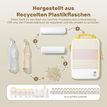 Набір з 8 компресійних органайзерів для валізи - чорний, лимонний колір