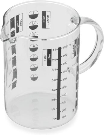 WMF Function Bowls Mixing Bowl 1.75l, with handle, polished Cromargan stainless steel, scaling & Gourmet Glass Measuring Cup 1.0l, heat-resistant glass, scaling for liters, milliliters, cups, and grams