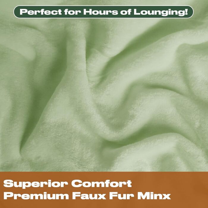Плед DREAMSCENE з штучного хутра, флісу, м'який, теплий, великий, для ліжка (125 x 150 см, світло-зелений)