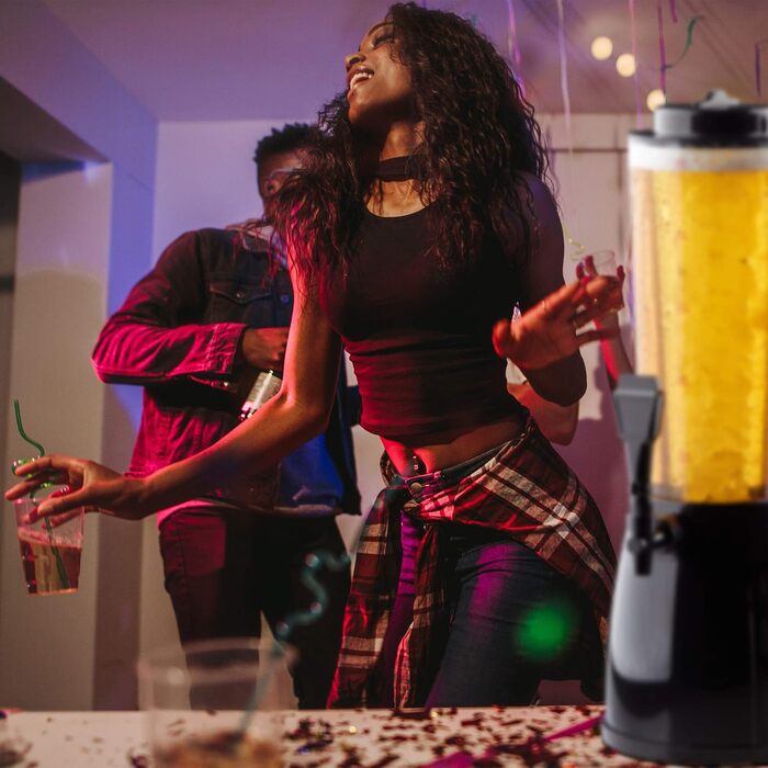 Диспенсер для пива Relaxdays з краником, 50 x 23 x 18 см, об'єм 2,5 л, прозорий, чорний, 2,5 літри