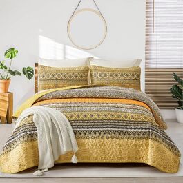 Steppdecke Bohémsкий стиль, King Size, 261.6 x 228.6 см, жовто-помаранчевий, 3 шт.