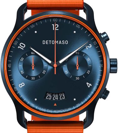 Годинник чоловічий DeTomaso SORPASSO Velocita Blau Orange з нейлоновим ремінцем