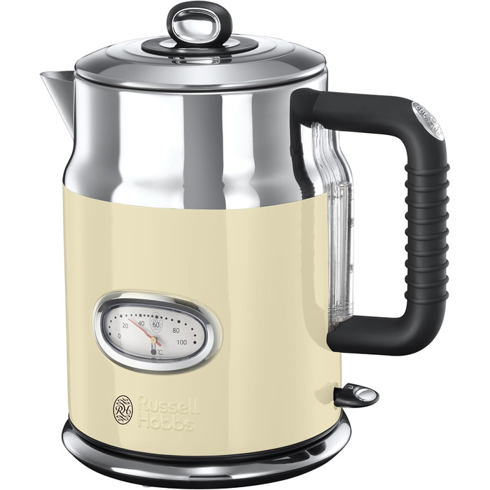 Електричний чайник Russell Hobbs 1.7л, 2400W, Retro Creme, з регулюванням температури, LED-дисплей, нержавіюча сталь