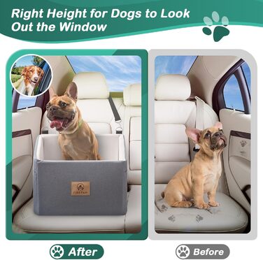 Автокрісло для собак, сіре, велике/маленьке, з підняттям та кишенями для зберігання. Підходить для собак до 25 кг або 2 цуценят. Знімне та пральне.