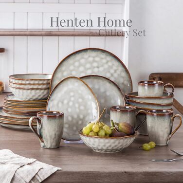 Henten Home Coffee Mug Set, Ceramic, 4-Piece - 350ml for Coffee, Cappuccino, and Latte Macchiato - Beige