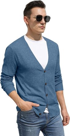 Чоловічий кардиган Hisir з V-подібним вирізом, легкий, елегантний, зимовий, класичний, з ґудзиками, синій, розмір L
