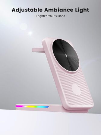 Магнітна зарядна станція 3-в-1 для Samsung Galaxy S26 Ultra, S25, Z Fold 7, Z Flip 7, Galaxy Watch Ultra 8/7/6, Buds Pro 3 (Рожева) - Бездротова зарядка Magsafe