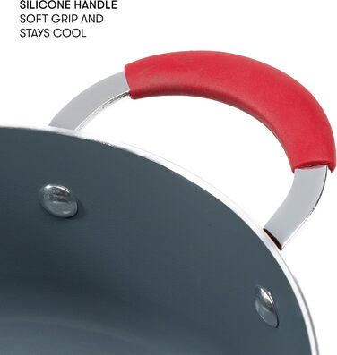 Набір каструль та сковорідок Cooking Light з антипригарним покриттям Ceramic, 12 предметів, з силіконовими ручками, червоний