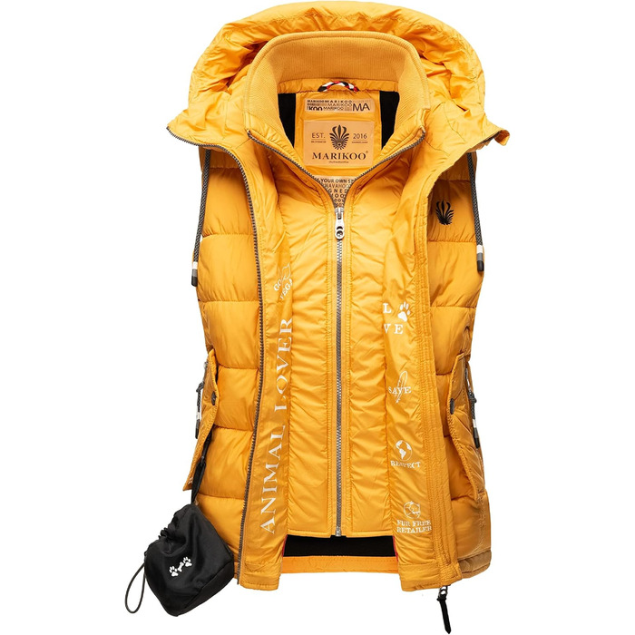 Жіноча легка перехідна жилетка MARIKOO з капюшоном, стеганий жилет, колір жовтий, розмір XS-3XL