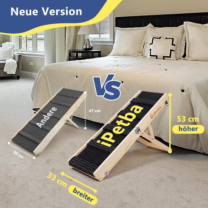 Східці для собак на ліжко та диван – щадні до суглобів, антиковзні, складні, регульовані, портативні, до 16 кг/20 кг