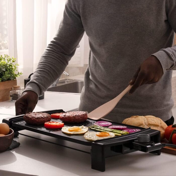 Електричний гриль Cecotec Tasty & Grill 3000 RockWater, 2600 Вт, покриття RockStone, терморегулятор, знімні деталі, чорний