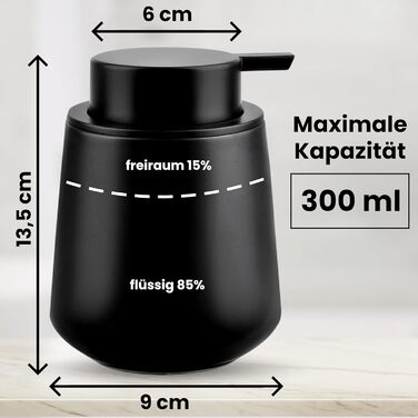 Дозатор мила Cleangang чорного кольору для кухні та ванної кімнати - диспенсер для мила, дезінфікуючого засобу, рідини, кераміка, великий носик