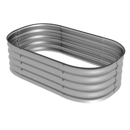 Outsunny Metal Raised Garden Bed 105x62x30cm Planting Box Vegetable Bed DIY Flower Box Open Bottom Herb Bed for Garden Balcony Silver