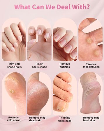 Електричний набір для манікюру та педикюру з LED-підсвічуванням: пилка для нігтів, 10 насадок