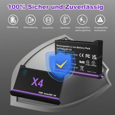 Акумулятор Insta360 X4 2500mAh та Швидке LED Зарядний пристрій 3-канали USB (2 шт.) з SD слотом - Аксесуари для Insta360 X4