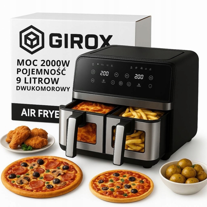 Аерофритюрниця Girox 9L 2200W з двома камерами