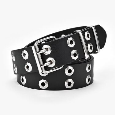 Жіночий шкіряний ремінь Punk стилю з пряжкою, чорний, з отворами у вигляді зірок, для джинсів та пальто