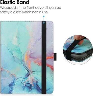 Чохол для електронних книг 6 дюймів: Kindle, Kobo, Tolino, Pocketbook, Sony. Чохол-підставка з петлею для руки, Marble Blue