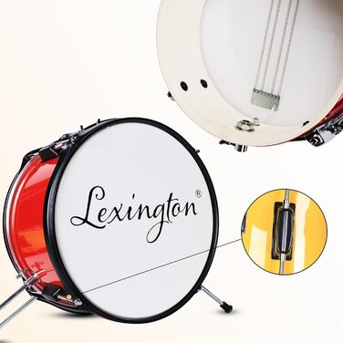 Дитячий барабанний комплект Lexington 3 PC: барабан, малий том, бас-бочка, педаль, стілець, тарілка, палички, червоний, жовтий, зелений
