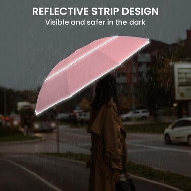 G4Free Парасолька велика, 137 см, для гольфу, подвійний купол, 10 спиць, складана, вітростійка, автоматична, рожева