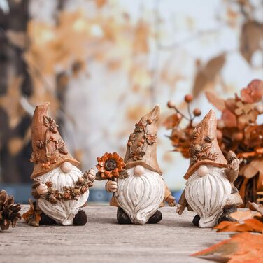 Valery Madelyn 3rd Autumn Decoration Figures, Resin Gnomes Garden Decor, 14cm Garden Gnomes for Autumn Decor Outdoors, Table Decor for House Indoors, Fall Decor Gift Thanksgiving (L)