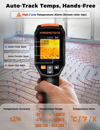 Професійна тепловізійна камера Handheld, 240 x 240, -20°C - 550°C, 15 колірних палітр, з лазерним покажчиком, для HVAC та інспекції будівель