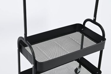 Metal Clothes Rack with 2 Shelves and Clothes Rod on Wheels, Wardrobe Stand for Bedroom, Living Room, Hallway at Home and the Office (White/Black)