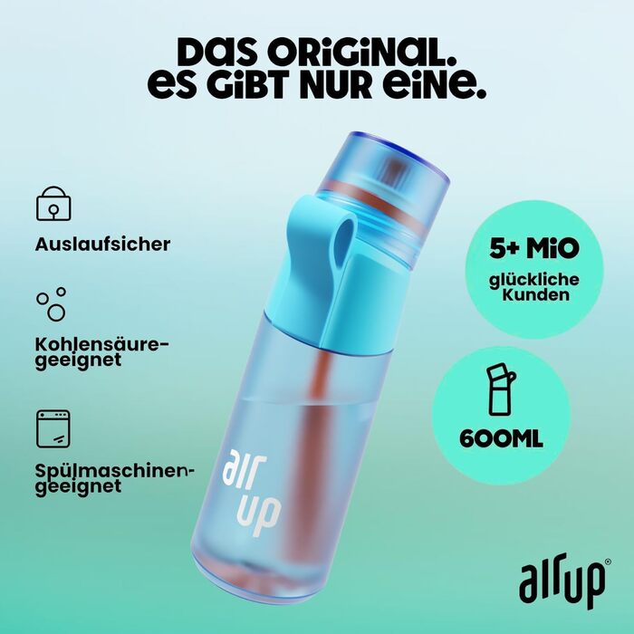Air Up Twist Pro 600 мл Синій Імпульс – Стартовий набір з 5 смаками | Пляшка для води з ароматом, без цукру, миється в посудомийній машині, BPA-free