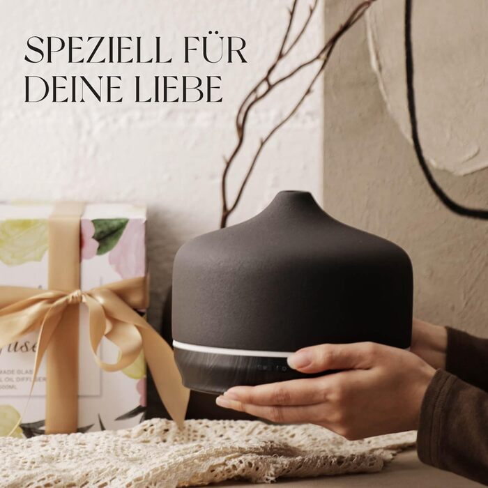 Аромадифузор Porseme 500 мл, скляний, ультразвуковий, з LED-підсвіткою, для ефірних олій, тихий, Rosegold (F22-500ml Black Ceramic Giant)