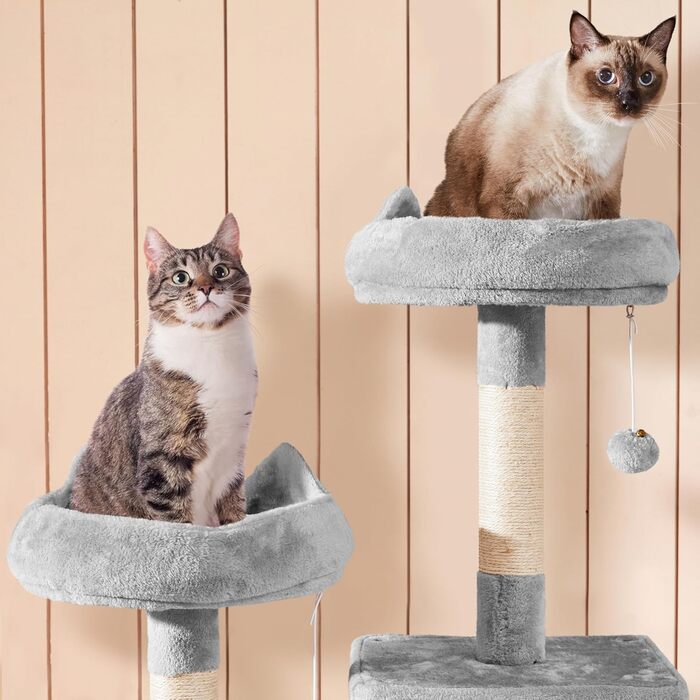 Котячий будиночок Yaheetech XL з когтеточкою, сірий, 179 см