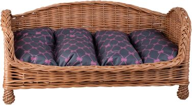 Корзина для собак і котів з ротангу з м'яким лежаком - лежак для тварин, корзина для собак, корзина для котів, собаче ліжко, котяче ліжко (64x42 H35, сірий)