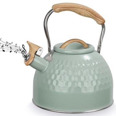 BEZORR Чайник-свисток з нержавіючої сталі, 3 літри, Ретро дизайн, для плити, індукції, газової, керамічної