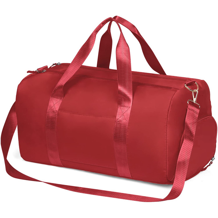 Спортивна сумка для жінок Reisetasche: дорожня, для фітнесу, з відділенням для взуття та мокрого одягу (Червона, однотонна)