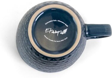 Набір посуду Elama Rund з 16 частин з емальованого фарфору, тиснення, океаново-блакитний та зелений, з коричневим контуром