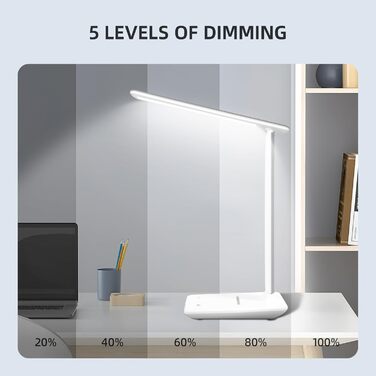 LED лампа настільна Carehabi з USB, 5 кольорів та 5 рівнів яскравості, торкання, для дітей, кімната, офіс