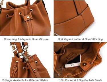 Сумка жіноча AFKOMST через плече, велика м'яка сумка-шопер з двома ременями (коричнева)