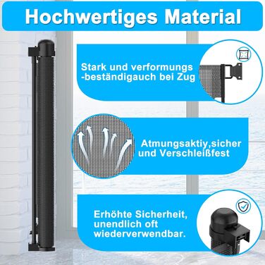 Захист для воріт/сходи NAIZY Rollo - сітка-рольо для дітей та тварин, 300 см, чорний