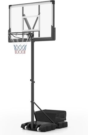 COSTWAY Adjustable Height Basketball Hoop System - Outdoor Mobile Basketball Stand with Wheels & Weight Bag (125-305cm)