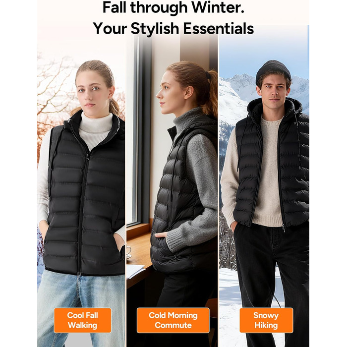 Обогрівальна жилетка Dr.Prepare для чоловіків та жінок, легка електрична жилетка з 3 рівнями нагріву, 10 зон нагріву, інтелектуальне керування кнопками, регульована жилетка для активного відпочинку, подорожей, спорту, чорна