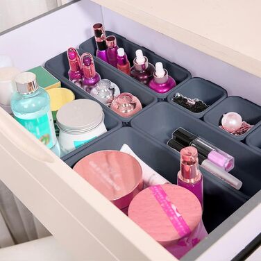 Drawer dividers, 48-piece set, spice organizer, drawer organizer, black separator, bathroom organizer boxes set with 40 silicone non-slip balls, Hemnes dresser, kitchen, desk, utensil organizers.