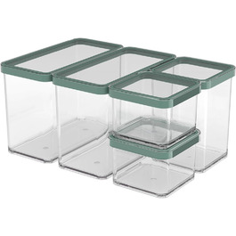 Rotho Loft Set of 5 Storage Containers LOFT, Plastic (PP) BPA-free, transparent, (12.7 x 8.8 x 6.5 inches)