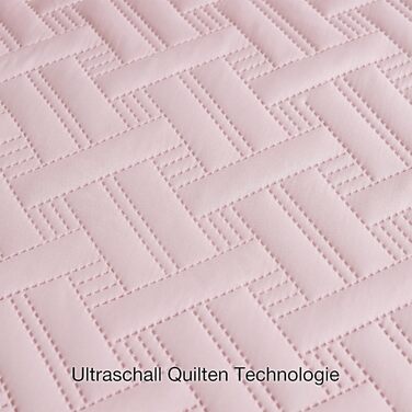 Beeweed Bedspread Throw 220x240cm Pink, Bedspreads made of Microfiber, Quilted Throw Bedspread Cover Lightweight, Stepped Quilt sewn by Ultrasound with 2 Pillowcases, Basket Pattern Pink 220 x 240 cm