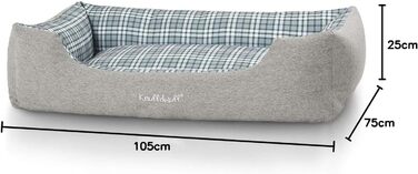 Knuffelwuff Dog Bed Dreamline from Velour XXL 120 x 85cm - Removable Cover - Easy to Clean - for Large, Medium and Small Dogs (Grey/Green, L 105 x W 75 x H 25 cm)